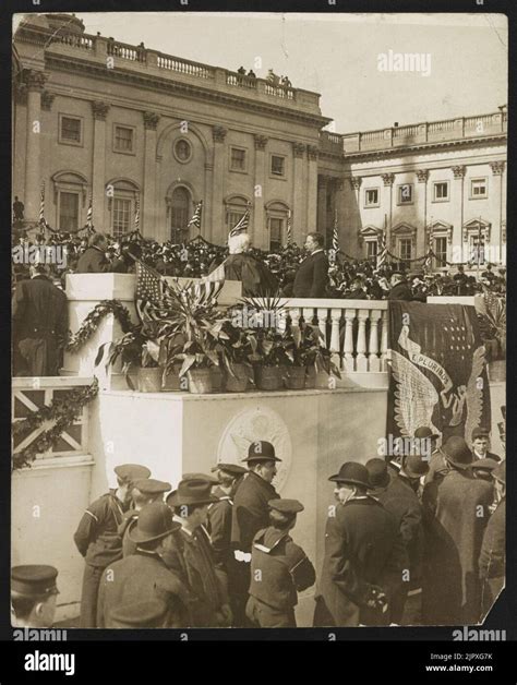 Theodore Roosevelt Taking Oath Of Office During Inauguration Stock