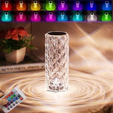 Neioaas Crystal Diamond Table Lamptouch Control Rose Crystal Table