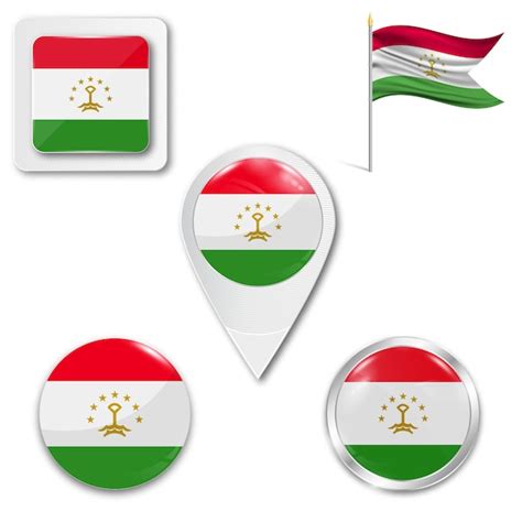 Premium Vector Set Icons National Flag Of Tajikistan