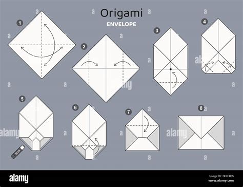 Origami tutorial for kids. Origami cute envelope Stock Vector Image ...