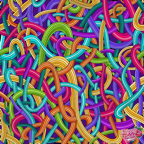 Multicolored Tangled Strings Doodle Art Designs Happy Colors