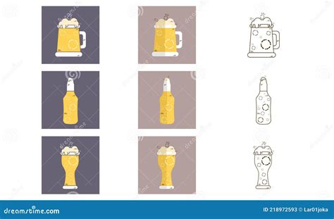 Set Van Verschillende Bierglazen En Flessenpictogram Vector Illustratie