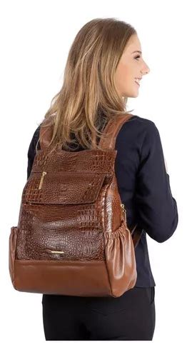 Mochila Antirrobo De Piel Croco Suelen Whisky Mercadolibre