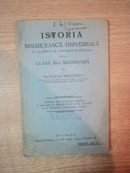 Istoria Bisericeasca Universala Pentru Clasa A Iii A Secundara De Ioan