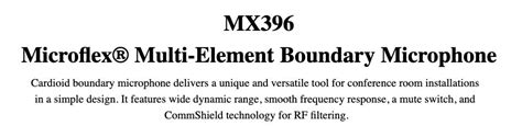 Shure Mx396 Microflexхи Multi Element Boundary Microphone