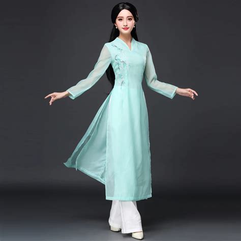 New Arrival 2017 Vietnam Ao Dai Chinese Traditional Dress Qipao Long