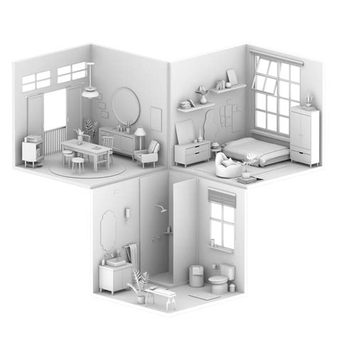 Isometric Rooms 3d200 01 And 02 Behance