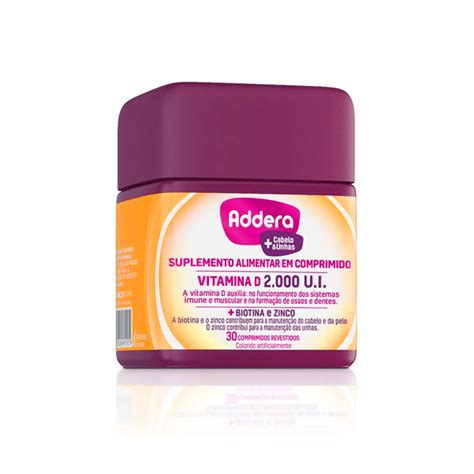 Vitamina Addera Biotina Cabelos Unhas 30 Comprimidos Vitamina