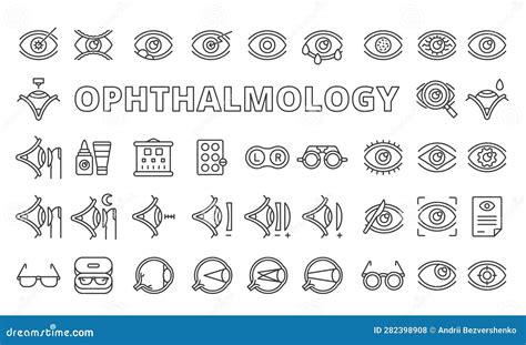 set  ophthalmology icons   design eye vision glasses laser