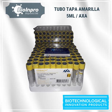 Tubo tapa amarilla 5 ml Bx100 AXA BioInpro Diagnóstica SAS