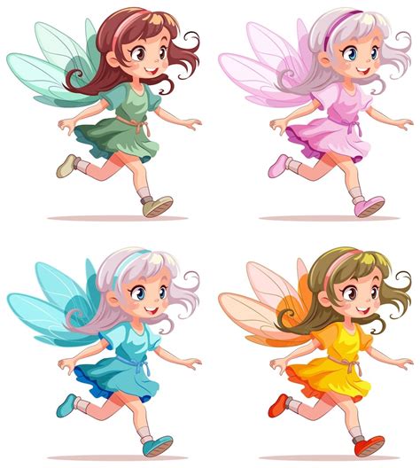 Premium Vector Set Of Cute Fantasy Fairies Cartoon Character