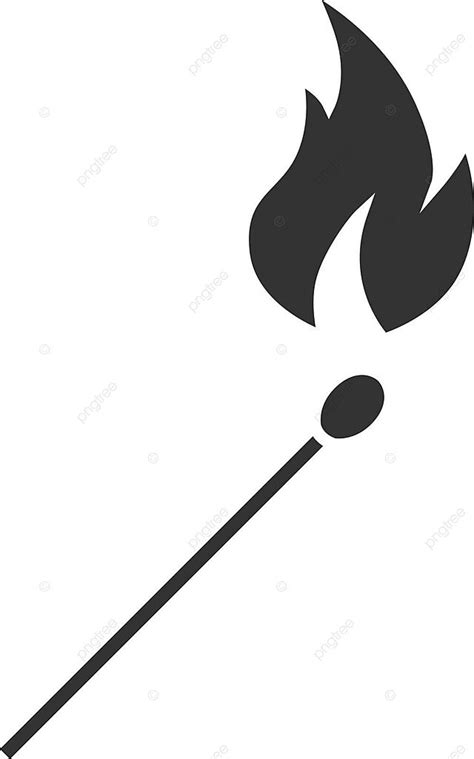 Burning Matchstick Glyph Icon Black Match Fire Vector Black Match