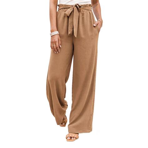 Oglccg Wide Leg Pants For Women Solid Color Elastic Waist Lace Up