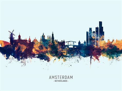 Amsterdam The Netherlands Skyline Digital Art By Michael Tompsett