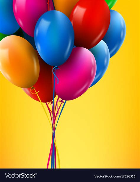 3d Realistic Colorful Bunch Birthday Balloons Vector Image