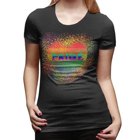 Gay Lesbian Pride Rainbow T Shirts Women Euro Size Short Sleeve Woman T