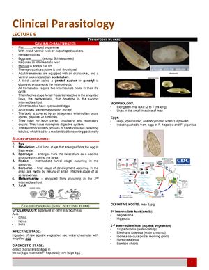 Clinical Parasitology Lec 2 Clinical Parasitology LECTURE 2