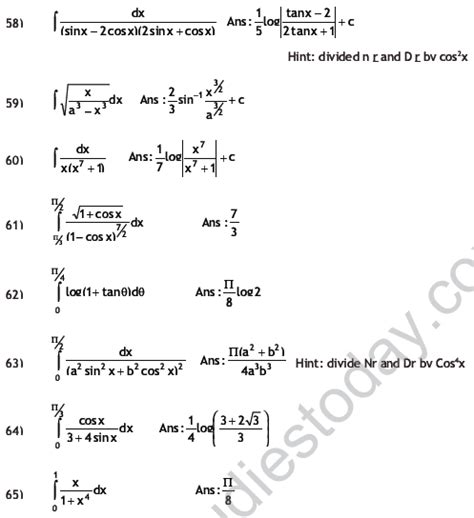 Cbse Class 12 Mathematics Hots Integration