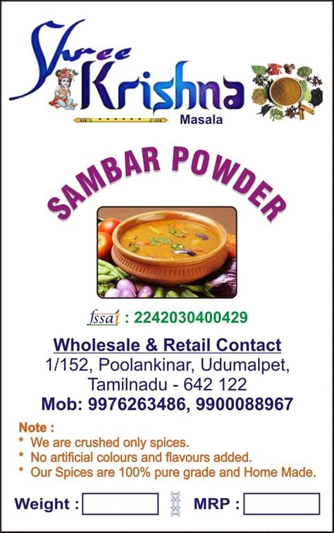 Sambar Powder Packaging Size 100 G At Best Price In Mysore ID