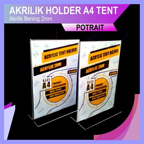 Jual ACRYLIC TENT HOLDER AKRILIK TENT CARD A4 TEMPAT BROSUR MEJA HOLDER