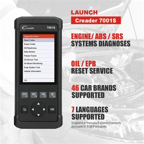 Launch OBD2 Scanner 7001S Diagnostic Scan Tool Code Reader ABS SRS