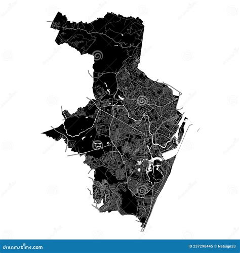 Recife Brazil Black And White High Resolution Vector Map Royalty Free