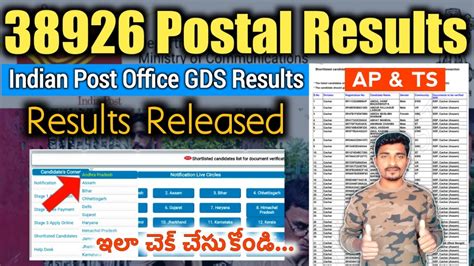 Indian Post Office Gds Results Released Ap Ts Gds Results Out Post