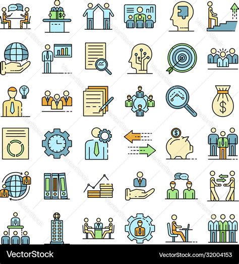 Corporate Governance Icons Set Flat Royalty Free Vector