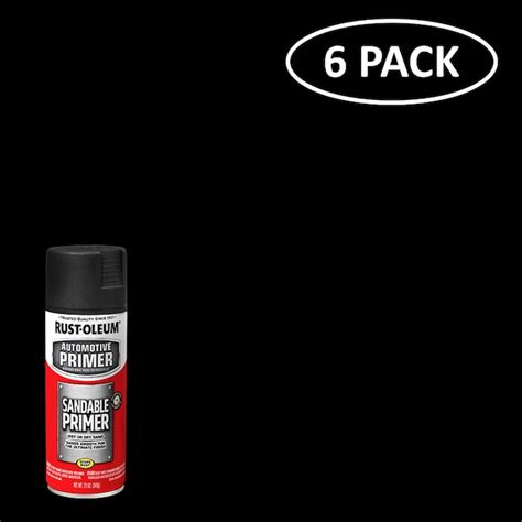 Rust Oleum Automotive Sandable Primer 6 Pack Flat Black Spray Primer