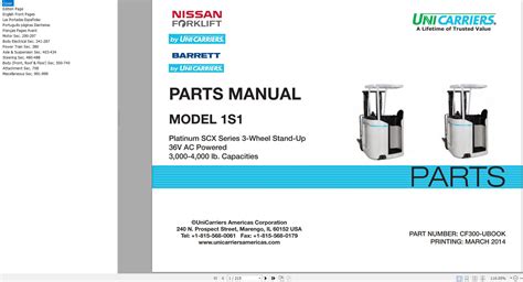 Nissan Forklift 1S1 Parts Catalog CF300 2014 EN PDF