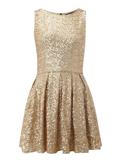 Tfnc London All Over Fit And Flare Sequin Dress In Metallic Lyst