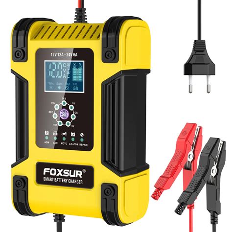 Foxsur Full Automatic Car Battery Charger 12V 12A Digital Display