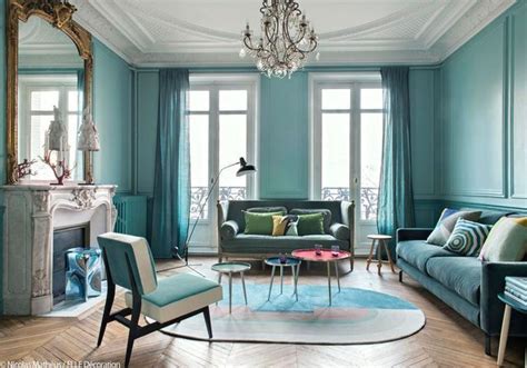 Bleu Turquoise Et Pastel Le Duo Gagnant De Cet Appart Haussmannien