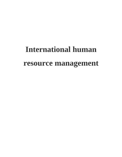 International Human Resource Management Practices And Anglo American Model