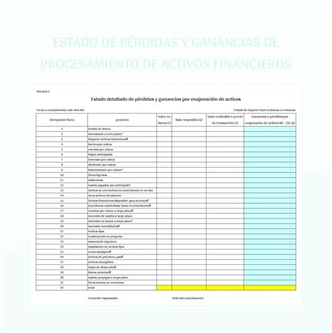 Plantilla De Excel Estado De Pérdidas Y Ganancias De Procesamiento De