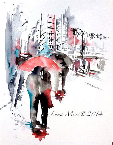 New York City Inspired Original Abstract Watercolor By Lana Moes Nyc