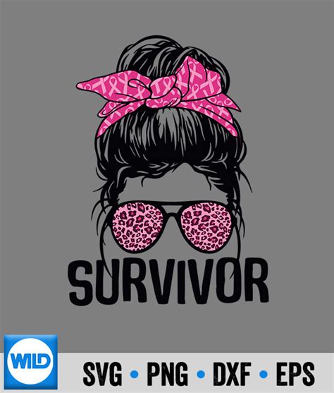 In October We Wear Pink Svg Messy Bun Glasses Survivor Warrior Breast Cancer Awareness Svg