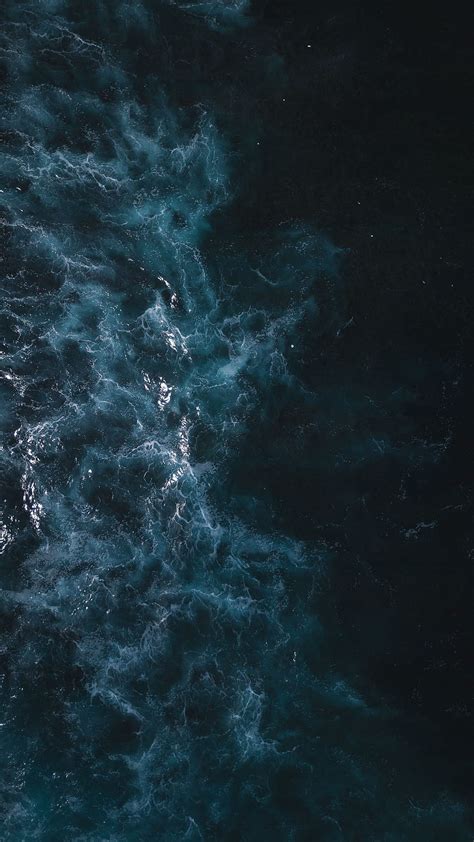 Nature Water Sea Waves View From Above Ocean Hd Phone Wallpaper