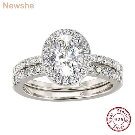 Newshe Conjunto De Anillos De Boda De Plata De Ley 925 Para Mujer