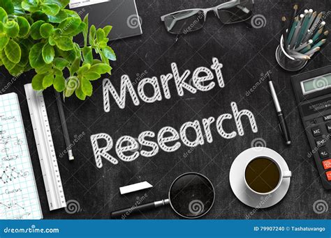 Black Chalkboard With Market Research Concept 3D Rendering Stock