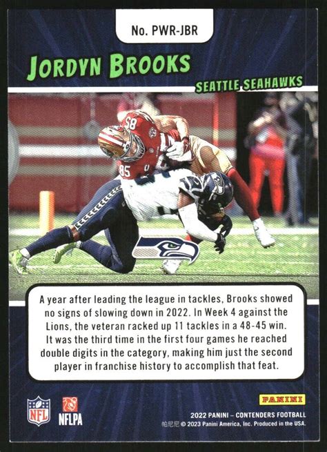 2022 Panini Contenders Power Players 14 Jordyn Brooks EBay