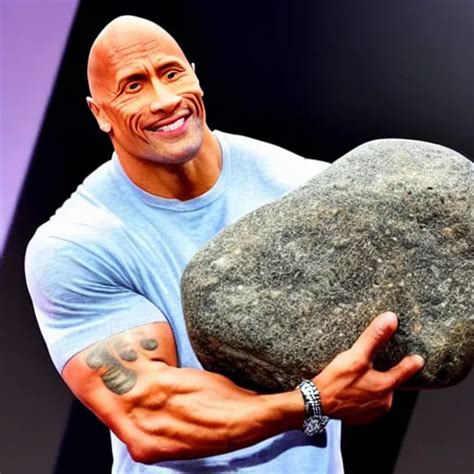 Dwayne Johnson Holding A Rock Stable Diffusion