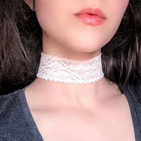 Dainty Nude Lace Wide Choker With Adjustable Clasp Depop