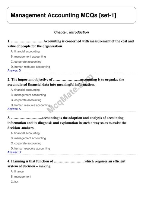 Management Accounting Solved Mcqs Set 1 Mcq Merged