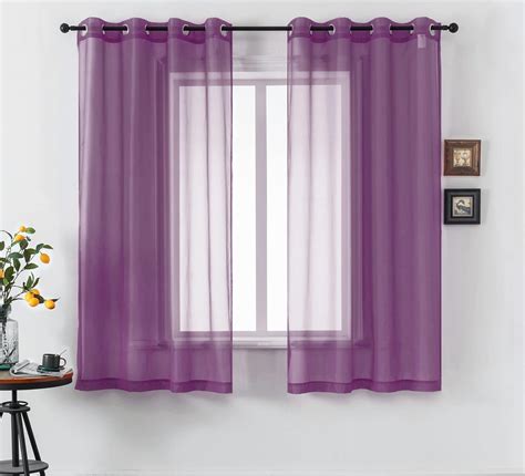 Amazon Dualife Inch Length Purple Sheer Curtains For Girls