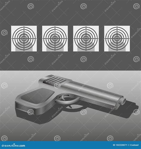 Shooting Range with Gun Vector Concept Illustration Stock Vector - Illustration of emblem ...