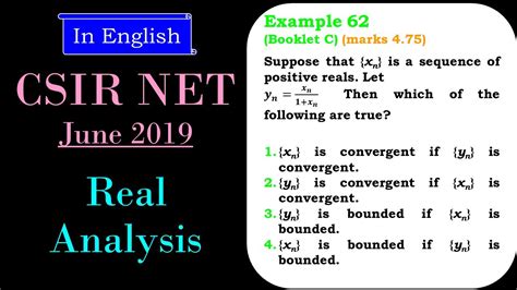 Csir Net Mathematics Real Analysis Convergence Of Sequences Q A