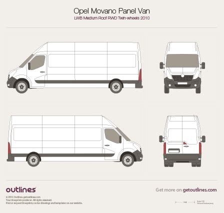 Opel Movano Panel Van Lwb Medium Roof Rwd Twin Wheels Van Drawings