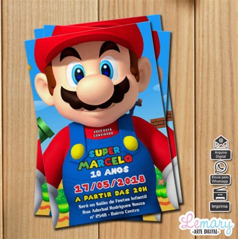 Convite Digital Super Mario Mod No Elo Lemary Criativa B B Df