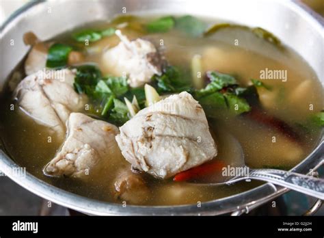 Spicy Hot And Sour Soup Tom Yum With Grouper Stock Photo Alamy